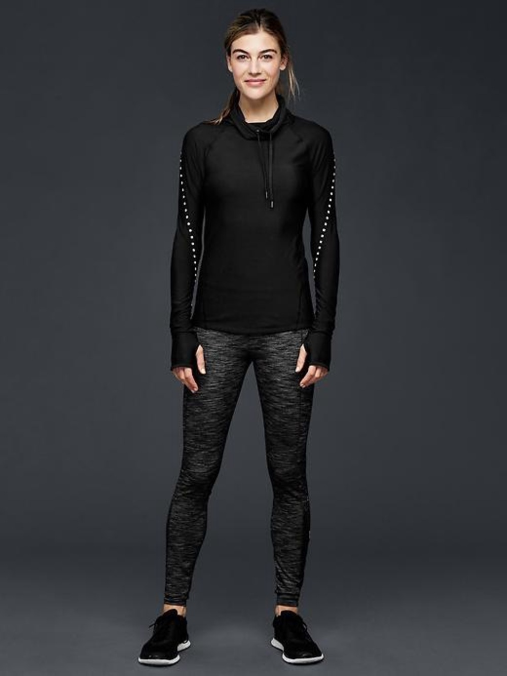 GapFit Reflective Pullover Cowlneck Black Athletic Running Top Size Small